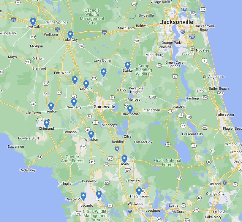 BCR service area map Gainesville