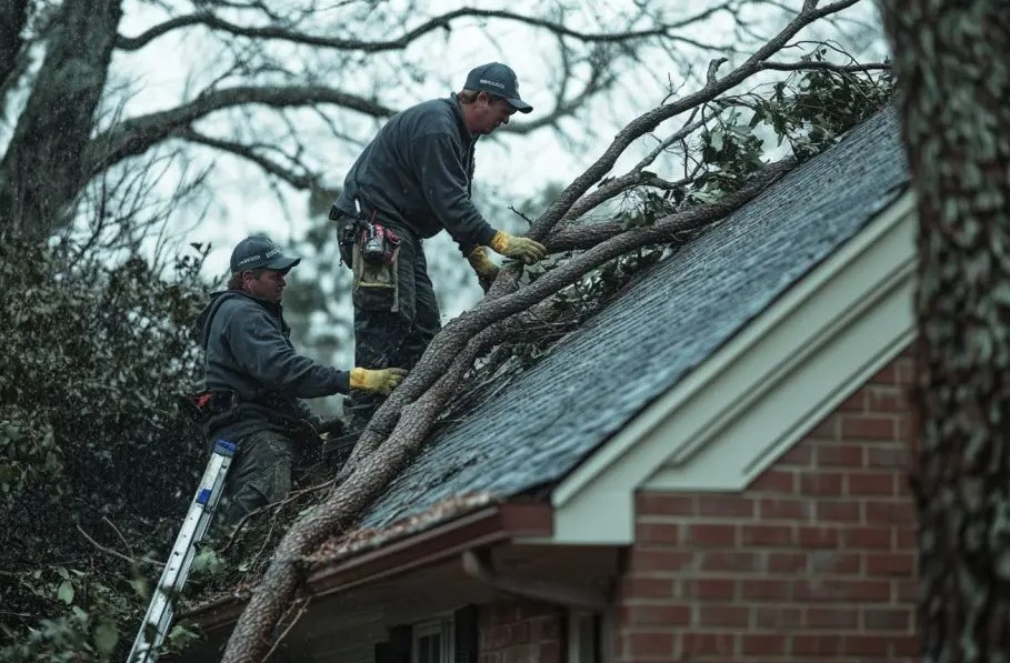 what to do when a tree falls on roof in Williamsburg, VA